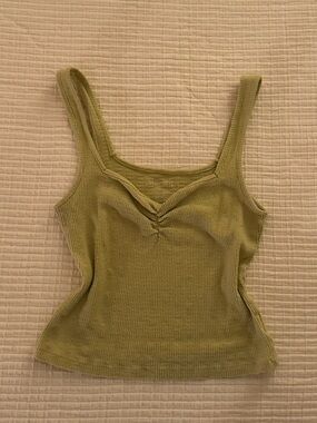 Olive Green Ribbed Tank Top
